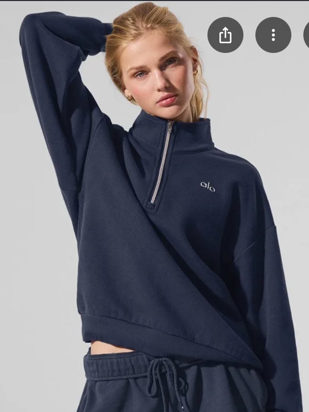ALO Yoga Accolade Navy Quarter-Zip Pullover NWT